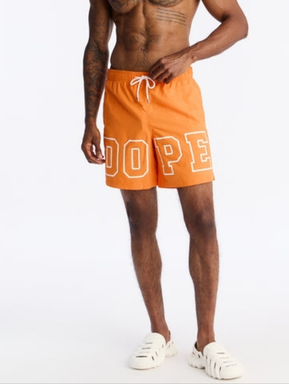 'DOPE' Orange Men's Swim Trunks - L - Hypebeast Streetwear Athletic